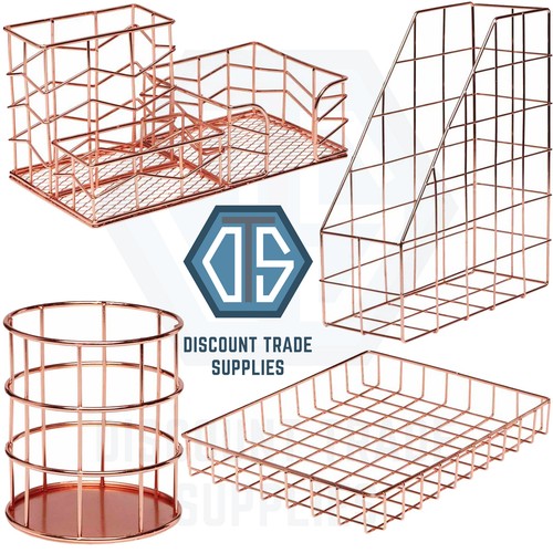Rose gold desk organisers - gold,