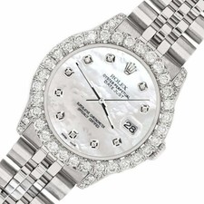 Rolex Datejust 31mm 2.95ct Diamond Bezel/Lugs/White MOP Dial Steel Midsize Watch