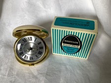 VINTAGE WESTCLOX LOMOND TRAVEL  CLOCK-WITH LUMINOUS PARCHMENT & ROMAN NUMERALS
