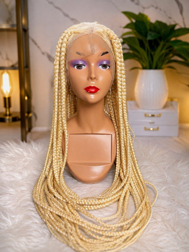 Blonde braided wig - blonde,