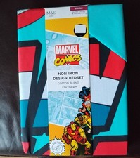M&S Captain America Single Duvet And Pillowcase Non Iron Bed Set Brand New
