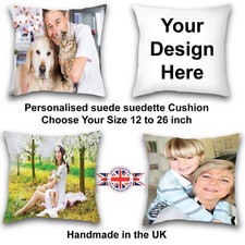 Personalised Pillow, Personalised Cushion Suede Picture Photo Suede Suedette 