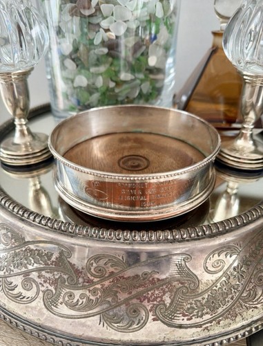 Silver plate wine - plate, bottle