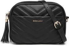 Miss Lulu Women'S Small Black Crossbody Shoulder Bag with Adjustable Strap - PU 