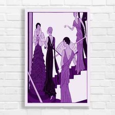 Elegant 1920s Fashion Ladies Purple Canvas Print Large Picture Wall Art