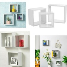 Set Of 3 Wooden Floating Cube