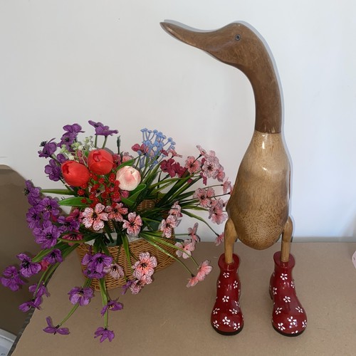 Wooden duck with - duck, red