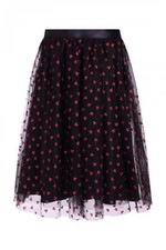 Bianca Skirt Hell Bunny 18-26 2XL-6XL black hearts red glitter rockabilly tulle