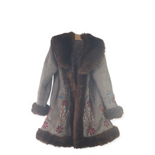 Afghani Sheepskin Wool Afghan Embroidered Floral Gilet Vest Coat penny lane