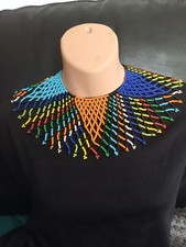Zulu Glass Beaded Collar Necklace Multicoloured Handmade in KZN South Africa