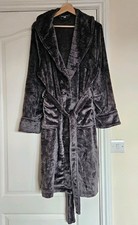 Cozee Home Long Sleeve Silky Plush Collared Longline Robe, Charcoal, Size XL
