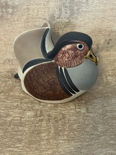 Vintage 1970’s Mandarin Duck Ceramic Figurine West German? Matte Finish Signed