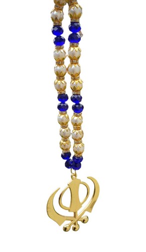 Gold plated khanda beaded - beaded, mala