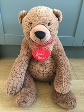 SAINSBURYS LOVELY BEAR HUGS TEDDY BEAR WITH PADDED HEART 16" SEATED - VGC 