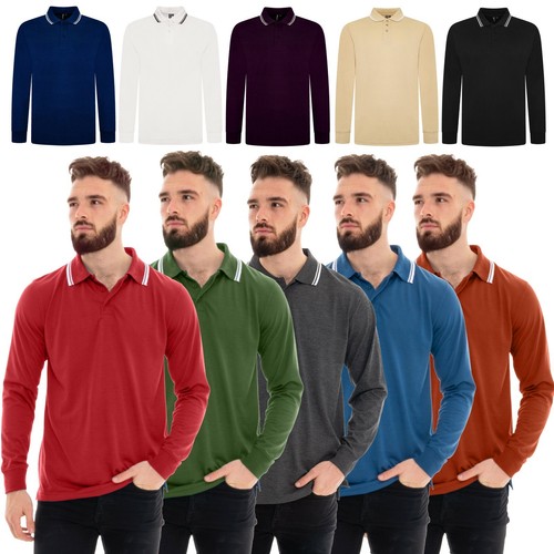 Mens polo long sleeve - mens, pique