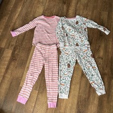 2x Joules Girls Pyjamas Aged 5 Pink Stripe & Buffalo