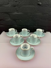 6 x Royal Worcester Woodland Blue Coffee Cups and Saucers Set