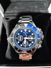 Seiko Prospex Solar Diver's Mens Watch Blue Black Wristwatch