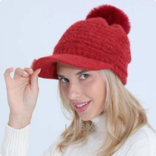 Ladies peaked knitted - knitted, beanie