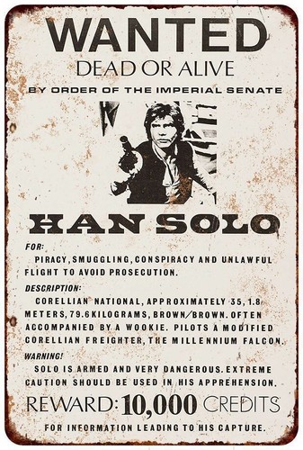 Metal sign 1977 han solo - sign,