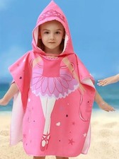 Kids Poncho Beach Towel Hooded Quick Dry Microfibre Holiday Swimming Absorbent