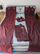 Four Voil Panels , Deep Red With elegant  pattern on each Panel