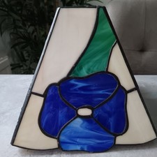 'Tiffany' Style Square Stained Glass Lamp Shade. Blue and Green