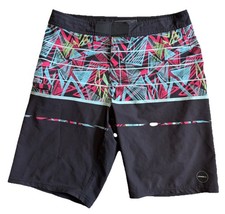 O'Neill Hyperfreak Black Abstract Swim Board Shorts 32W