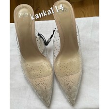 Zara heeled vinyl mules with