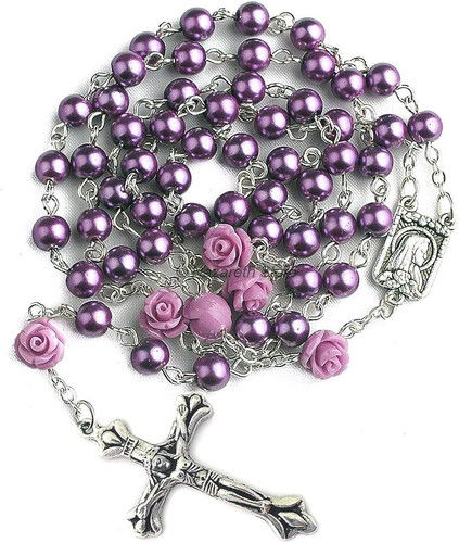 Catholic purple pearl beads - catholic,