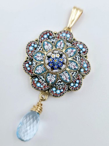 Micro mosaic topaz pendant - micro,