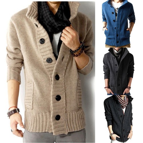 Button sweater mens jacket - button,