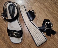 Ladies River Island Black Open Toe Wedge Sandals, Size 3, Excellent Condition
