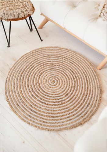 Round natural rug - round,