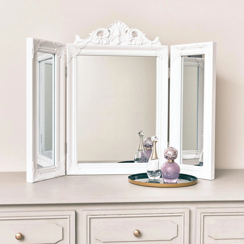 White ornate dressing - ornate, table