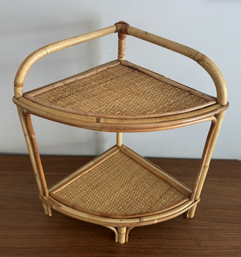 Vintage bamboo corner shelf - vintage,