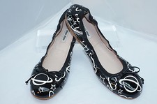 New Miu Miu Women's Shoes Ballet Flats Size 40 Black Donna Vernice 