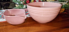 Vtg McCoy Pottery Pink Speckled Beehive Mixing Bowl 4" x 8" Bonus Gravy Boat 