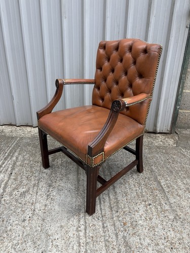 Brown leather chesterfield - brown,