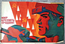 Vintage ORIGINAL 1973 Soviet Art Poster - Strengthen the World with Labour!