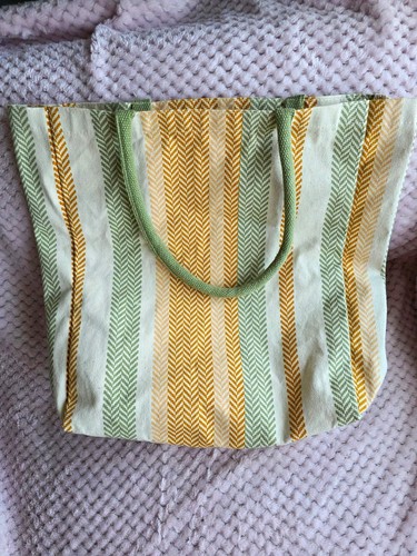 Striped canvas tote bag zip - striped,
