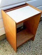 Vintage Remploy Military Bedside Table - Wood with Formica Top & Rear Towel Rail