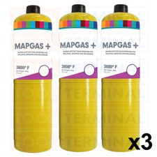 3 X MAPP MAP PRO PLUS + GAS DISPOSABLE BOTTLE PLUMBERS BURNER CYLINDER 400G