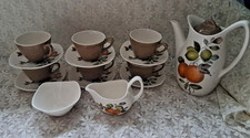 Midwinter Tea, Coffee Set, 6x Cups & Saucers 1960s Crockery Mid Century Vintage