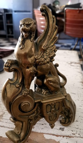 Bronze chimera chenet 19th - chenet.,