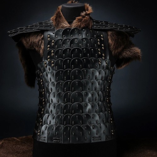 Handmade black leather scale - black,