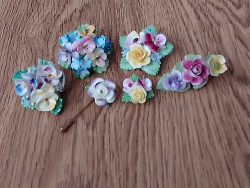 Vintage bone china brooches - vintage,