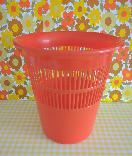 Vintage orange bin mid century - orange,
