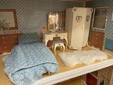Sindy Blue Bedroom Set With Rug, Wardrobe, Dressing Table, Bed