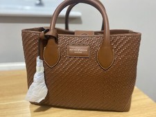 Aspinal of London Midi London Tote Bag Woven  leather Tan RSP £595 New